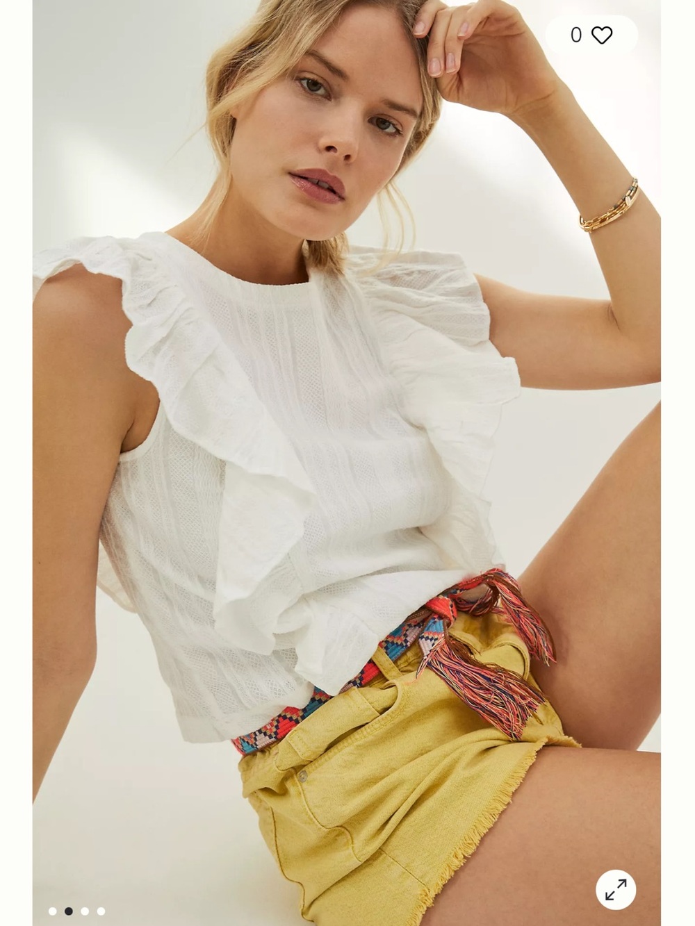 Anthropologie Danya Off White Ruffle Sleeveless Blouse Size L - Picture 3 of 13